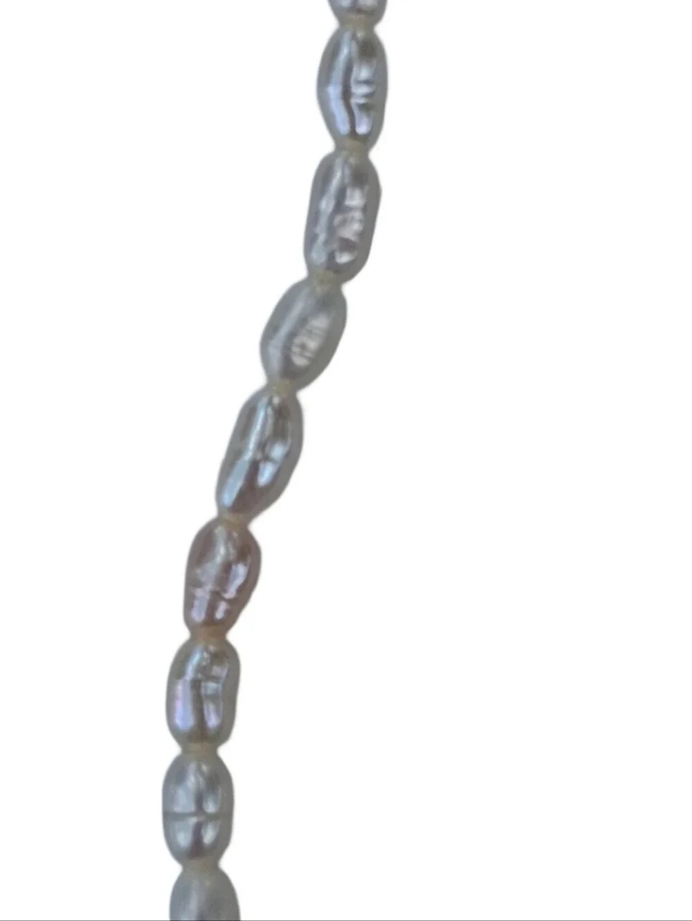 VTG Genuine White Freshwater Rice Pearl Strand Choker Necklace Barrel Clasp